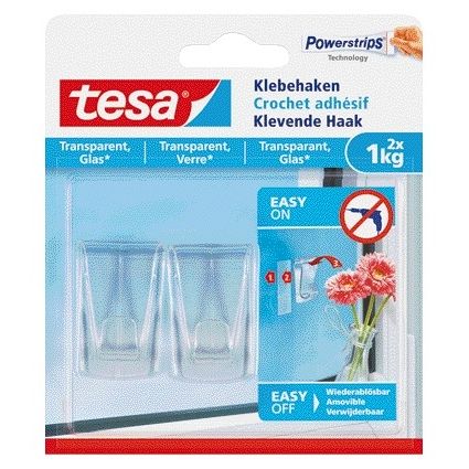 Tesa - Crochet adhésif ® 1kg transparent 2 pièces