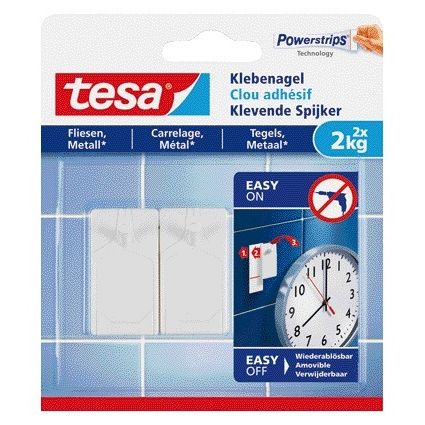 Tesa -  Klevende Spijker ® tegels metaal 2kg wit 2 stuks