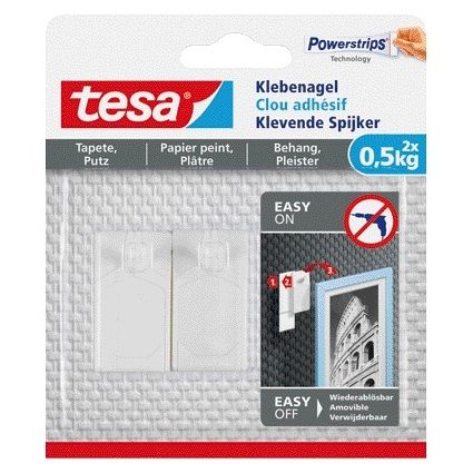 Tesa - Adhésif nail ® papier peint et plâtre 0,5kg blanc 2 pièces