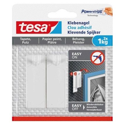 Tesa - Adhésif nail ® papier peint et plâtre 1kg blanc 2 pièces