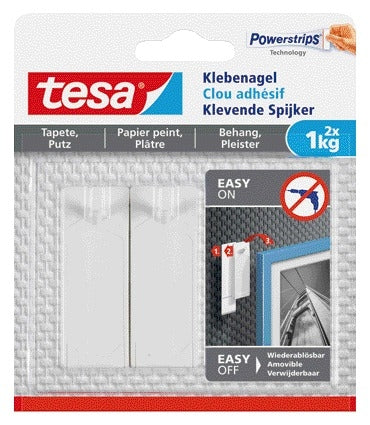Tesa - Adhésif nail ® papier peint et plâtre 1kg blanc 2 pièces