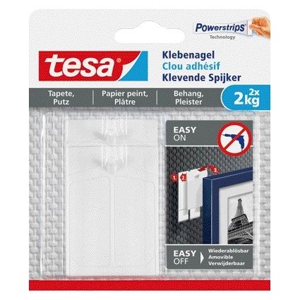 Tesa -  Klevende spijker ® behang en pleisterwerk 2kg wit 2 stuks