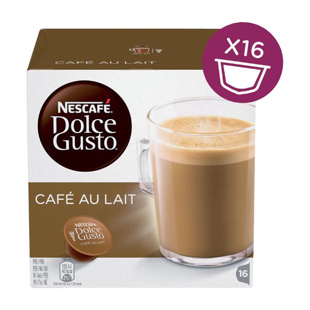 Nescafé - Nescafé Kaffeekapseln, Café au Lait, Packung mit 16 Teilen