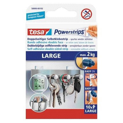 Tesa - Bandes adhésives Powerstrips® LARGE double face 2kg 10 pièces