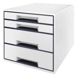 Leitz - Caisson à tiroirs WOW CUBE A4 maxi 4 tiroirs blanc/gris