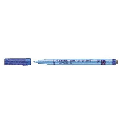 Staedtler - Filzstift Lumocolor 305 non permanent korrigierbar F blau | 10 Stück