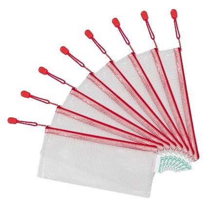 Tarifold - Aufbewahrungstasche mit Reißverschluss 250x115mm PVC rot | 8 Stück