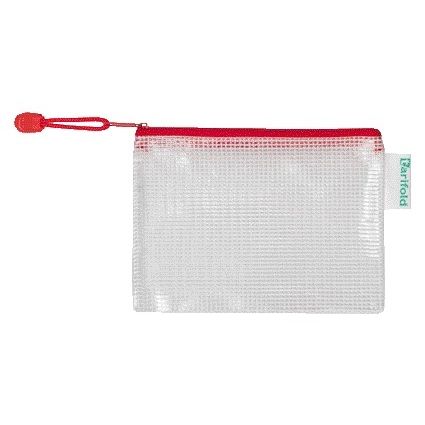 Tarifold - Sac de rangement avec fermeture éclair 160x110mm PVC rouge | 8 pièces