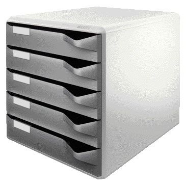 Leitz - Caisson à tiroirs A4 5 tiroirs gris foncé/blanc