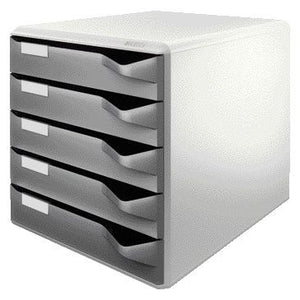 Leitz - Caisson à tiroirs A4 5 tiroirs gris foncé/blanc