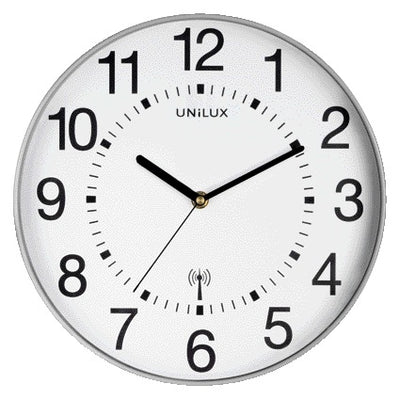 UNILUX - Horloge murale Wave radiocommandée Ø 30cm gris argenté/blanc