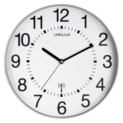 Unilux -  Wandklok wave radio dia 30cm zilvergrijs/wt