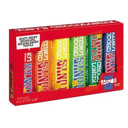Tony's Chocolonely - Dégustation de Chocolat 6 barres de 47/50gr