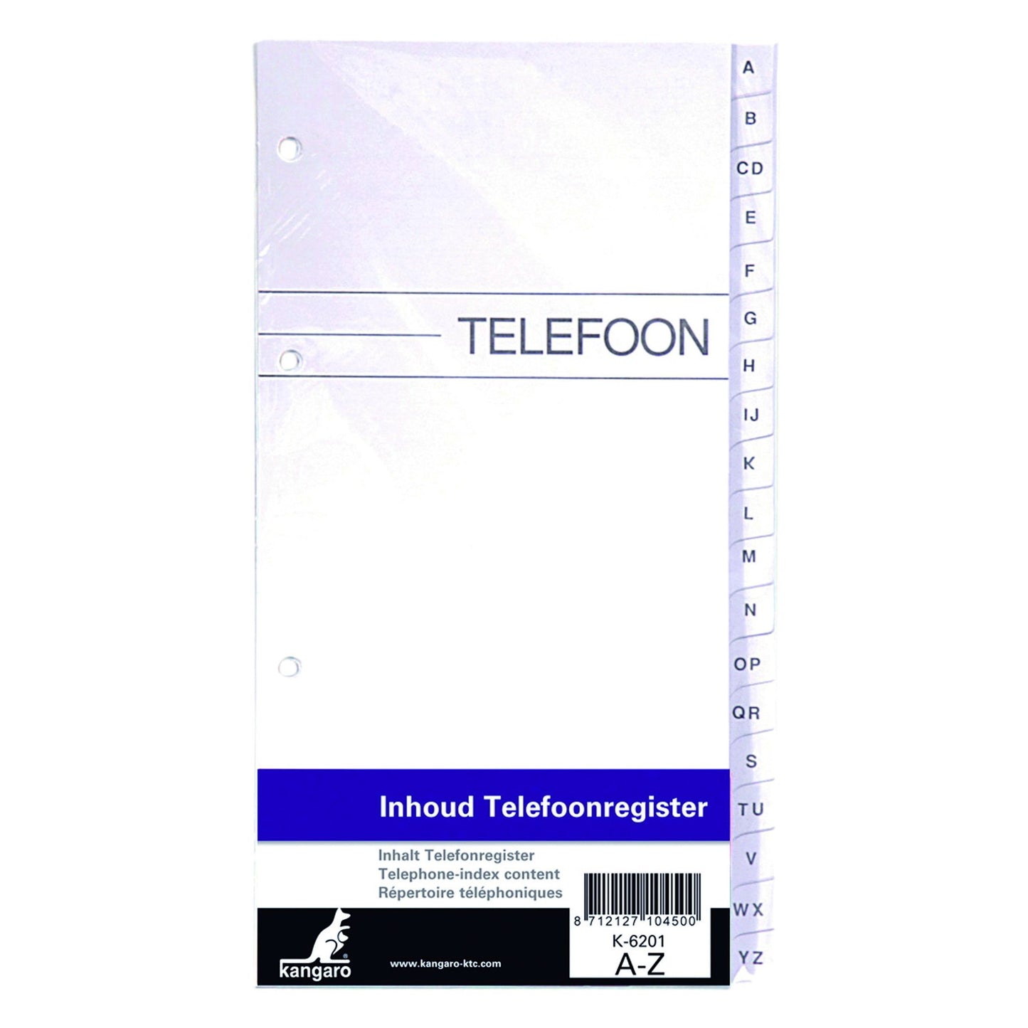 Kangaro - Recharge album téléphone A-Z 200x100mm 4 anneaux