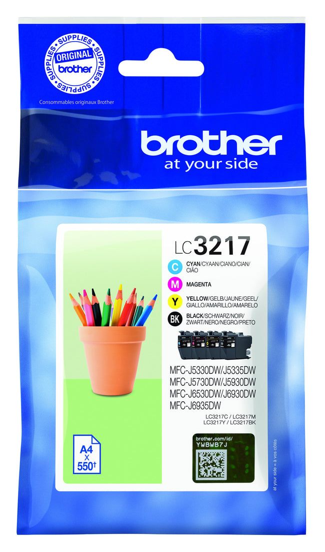 Brother - Cartouche d'encre LC-3217 noire + 3 couleurs