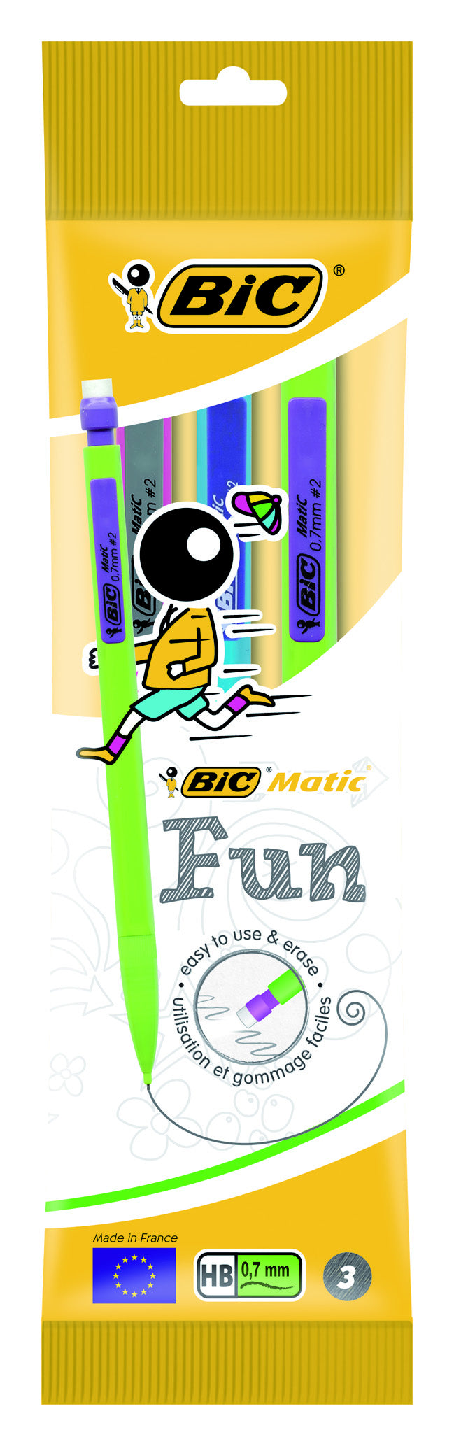 Bic - Porte-mine Matic fun HB 0,7mm blister de 3 pièces