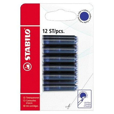 Stabilo - Cartouche d'encre bleue blister de 12 pièces