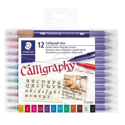 Staedtler - Stylo calligraphie duo pointe 2.0 et 3.5mm 12 couleurs