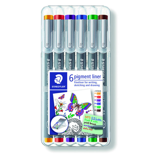 Staedtler - Fineliner Pigment 308 assortis 0.5mm lot de 6 assortis