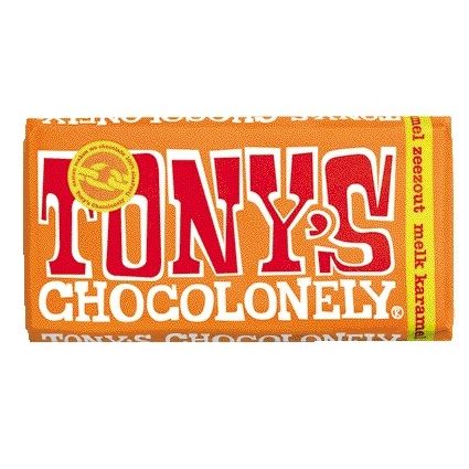 Tony's Chocolonely -  Chocolade tony chocolonely melk karam zeezt 180gr | 15 stuks