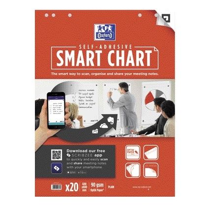 Oxford - Papier paperboard smart 60x80cm autocollant vierge 90gr 20 feuilles | 3 pièces