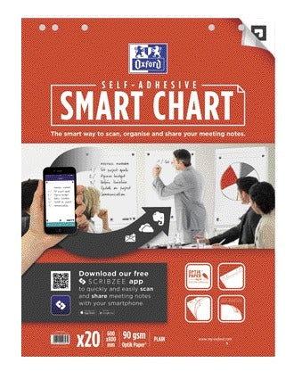 Oxford - Papier paperboard smart 60x80cm autocollant vierge 90gr 20 feuilles | 3 pièces