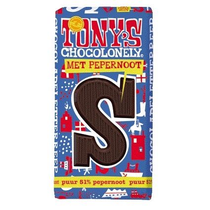 Tony's Chocolonely - Lettre au chocolat pur pain d'épices S 180gr | 15 pièces