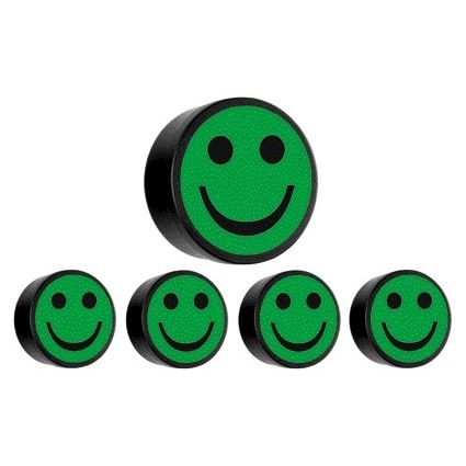 Smit Visual -  Magneet smiley 35mm groen 5 stuks