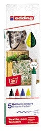 Edding - Marqueur textile 4600 rond 1mm socle assorti 5 pièces