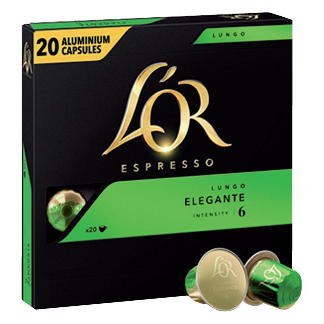 Douwe Egberts - L'or Intensität Kaffeekapseln, Lungo Elegante, Anzug von 20 Teilen