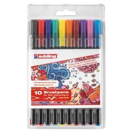 Edding - Brushpen 1340 assortiment étui de 10 pièces