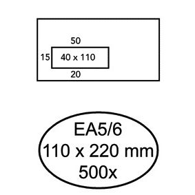 Quantore - Umschlag 110x220mm Fenster 4x11cm links selbstklebend 500 Stück