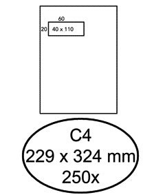 Hermes -  Envelop  akte c4 vl 4x11 120gr 250st wit