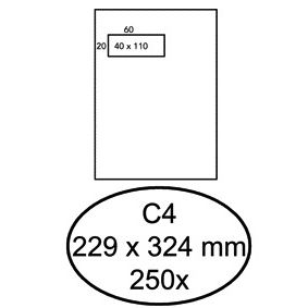 Quantore - Enveloppe 229x324mm fenêtre 4x11cm gauche autocollante 250 pièces