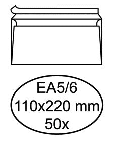 Hermes - Banque d'enveloppes EA5/6 110x220mm autocollant blanc pack de 50 pièces