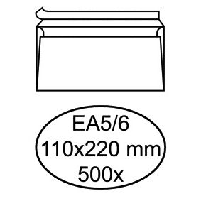 Quantore - Banque d'enveloppes EA5/6 110x220mm autocollante blanc 500 pièces