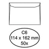 Hermes - Banque d'enveloppes C6 114x162mm autocollante blanche pack de 50 pièces