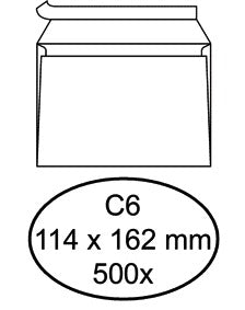 Quantore - Banque d'enveloppes C6 114x162mm autocollante blanc 500 pièces