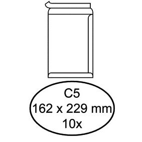 Quantore - Enveloppe acte C5 162x229mm autocollant blanc 10 pièces