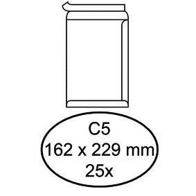 Quantore - Enveloppe acte C5 162x229mm autocollante blanc 25 pièces