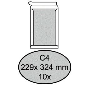 Quantore - Carton enveloppe dos C4 229x324mm autocollant blanc 10 pièces