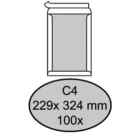 Quantore - Carton enveloppe dos C4 229x324mm autocollant blanc 100 pièces