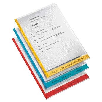 Leitz -  Insteekmap L-model premium A4 0.15mm PP gekleurde rand transparant 6 stuks