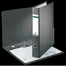 Leitz - Ordner 1072 180° ohne Schlitze und Kantenschutz 77mm Karton A3 gerade schwarz | 2 Stk