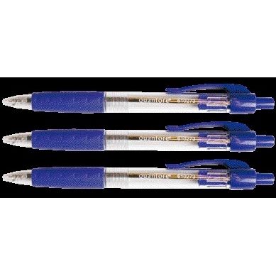 Quantore -  Balpen rubberen grip drukknop blauw | 12 stuks