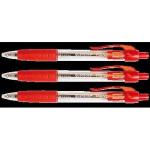 Quantore -  Balpen rubberen grip drukknop rood | 12 stuks