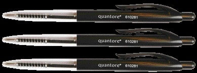 Quantore - Stylo bille bouton poussoir noir moyen | 50 pièces