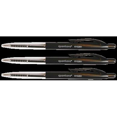 Quantore - Stylo bille bouton poussoir noir moyen | 50 pièces