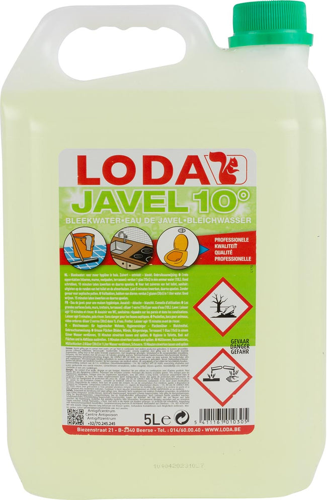 Loda - Javel 10 ° Javel, vert, 5 l bouteille d'eau