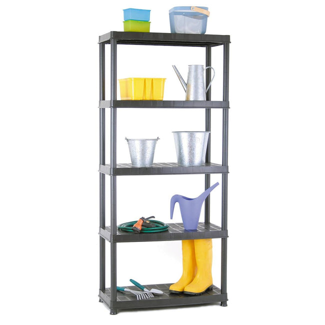 Practo - étagère Plasti Rack 081, 185 x 85 x 40 cm, 5 étagères, noir